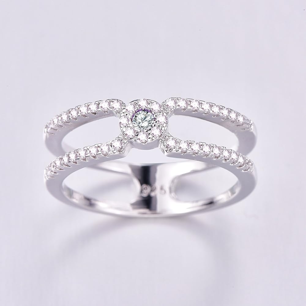 Silver Simulated Cubic Zirconia Round Cut  Band Ring for Women