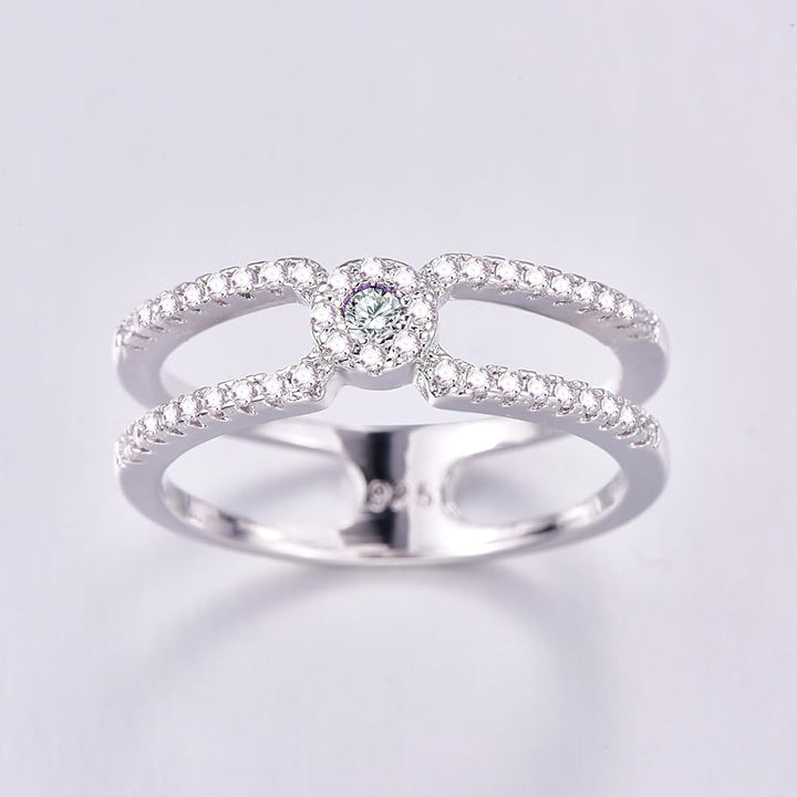 Silver Simulated Cubic Zirconia Round Cut  Band Ring for Women