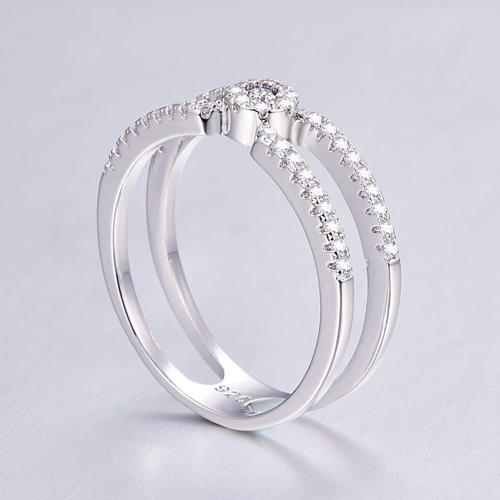 Silver Simulated Cubic Zirconia Round Cut  Band Ring for Women