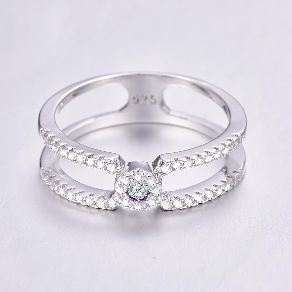 Silver Simulated Cubic Zirconia Round Cut  Band Ring for Women