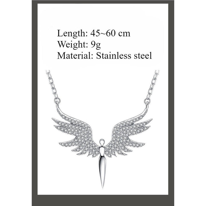 Shiny Full Rhinestone Wings Angel Pendant Necklaces for Women Simplicity Clavicle Chain Jewelry